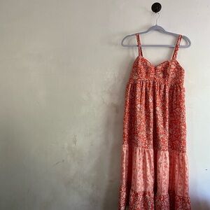 Red Tiered Sleeveless Sundress for Casual Occasions